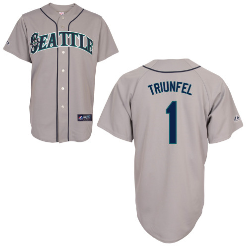 Carlos Triunfel #1 mlb Jersey-Seattle Mariners Women's Authentic Road Gray Cool Base Baseball Jersey